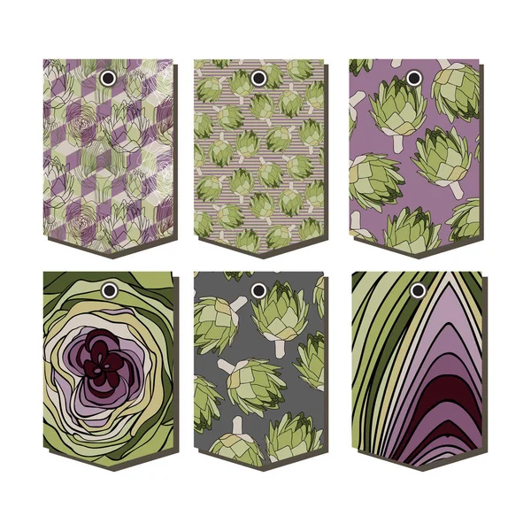 Tasarım şablonları enginar sembolü ile ambalaj vektör set