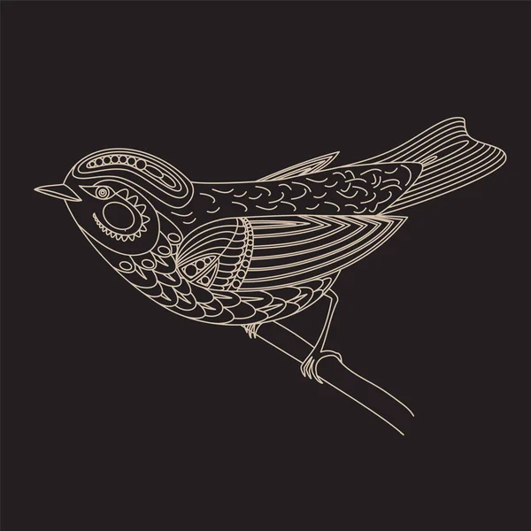 Декоративно-декоративная абстрактная птица, изолированная на черном . — стоковый вектор