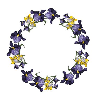 Kenarlık ve daire çerçeve çiçek.