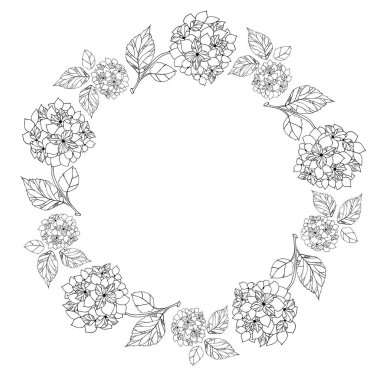 Kenarlık ve daire çerçeve çiçek.