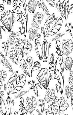 Stilize çizilmiş yaprakları ile Seamless Modeli.