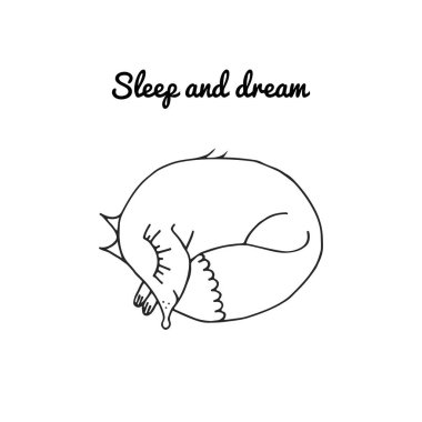 Sevimli küçük tilki uyur ve rüyalar.