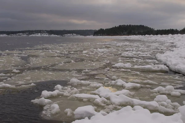 kıyıya yakın Gölde yüzen buz
