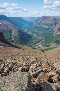 Rusya 'nın Sibirya bölgesindeki Krasnoyarsk bölgesindeki Putorana platosuna yaz aylarında seyahat edin.
