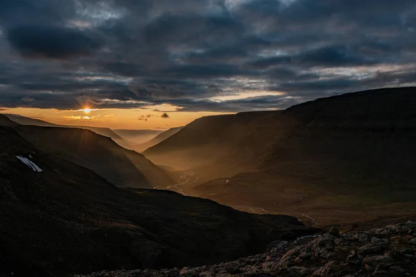 Coucher Soleil Sur Plateau Putorana Sibérie Été Avec Vue Sur — Photo