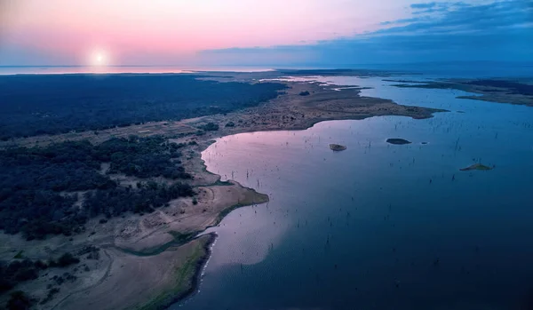 Veduta Aerea Del Lago Africano Kariba Del Paesaggio Circostante Tarda — Foto Stock