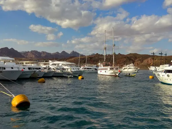 Liman, arka planda güzel yatlar ve inanılmaz dağlar görebilirsiniz.. 