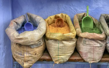 Mavi şehir Chefchaouen Fas hatlarının