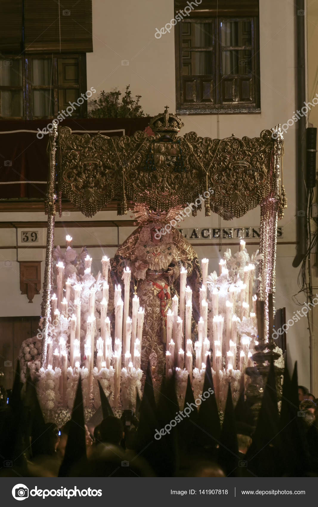 Step of palio de la Esperanza Macarena Holy Week in Seville Stock Step of palio de la Esperanza Macarena Holy Week in Seville Stock