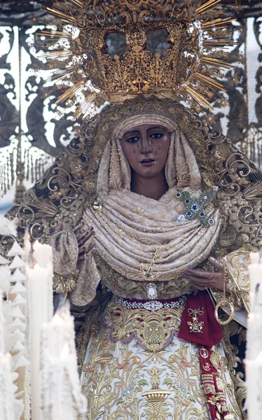 Virgen Esperanza Triana Heliga Veckan Sevilla — Stockfoto