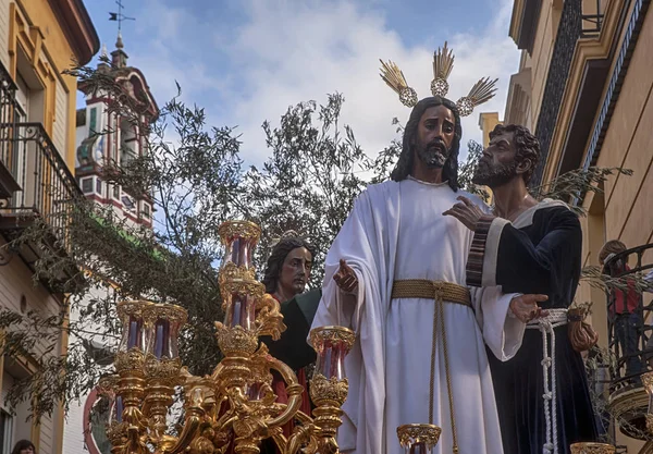 Brödraskap av Kyssen av Judas, heliga veckan i Sevilla, Spanien — Stockfoto