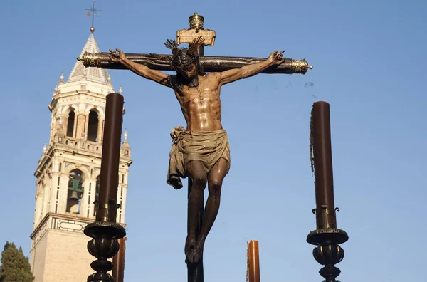 Hermandad Del Cristo Burgos Holy Week Seville — стокове фото