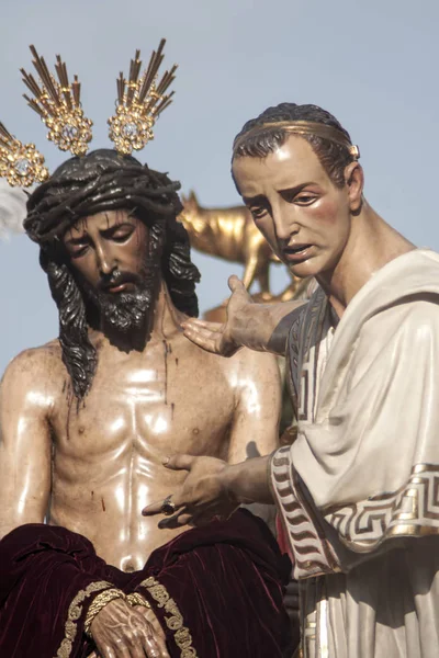 Steg av mysterium av broderskap av St Benedict, heliga veckan i Sevilla — Stockfoto