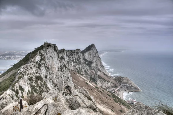 Vistas Del Peñón Gibraltar Desde Zona Mayor Altitud — Foto de Stock