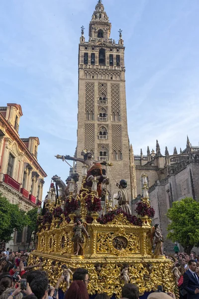Nın Yüceltilmesi Kutsal Hafta Seville Kardeşlik — Stok fotoğraf