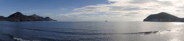 Almerya, Cabo de Gata 'daki Ceneviz plajının panoramik manzarası
