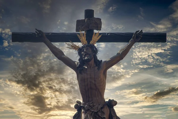 Ježíš Končí Kříži Svatý Týden Seville Bratrstvo Štěňat — Stock fotografie