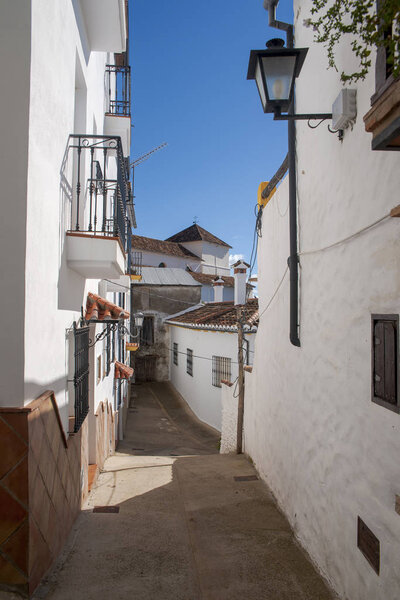 Beautiful street of the rural municipality of Algatocn in the province of Malaga, Andalusia
