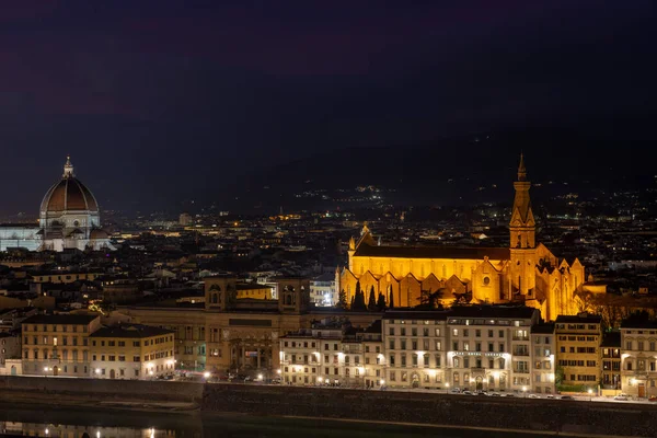 Firenze Vista Illuminata Piazzale Michelangelo Tramonto — Foto Stock