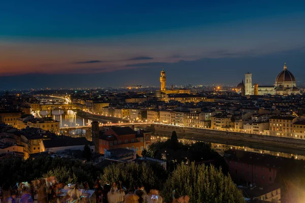 Florencia Vista Iluminada Desde Piazzale Michelangelo Atardecer — Foto de Stock