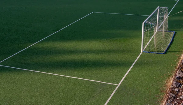 Campo Futebol Com Grama Sintética — Fotografia de Stock