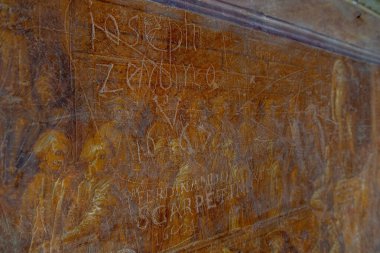 Floransa İtalya 23 Şubat 2020: Floransa şehir meclisi Palazzo Vecchio 'nun merkezi ve antik sanat eserleri