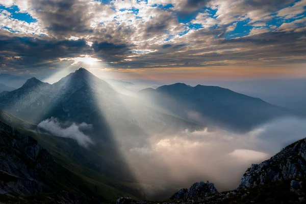Вид Восход Солнца Вершины Горы — стоковое фото