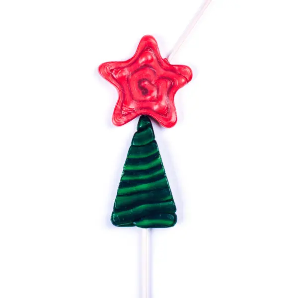 两片色彩艳丽的棒棒糖，如圣诞树. — 图库照片