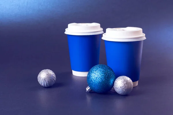 Blank blue to go coffee cups