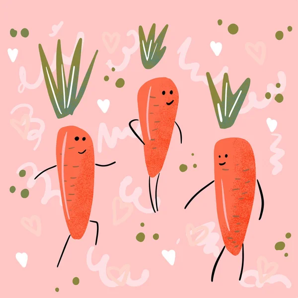 Üç mutlu havuç vektör çizimi.