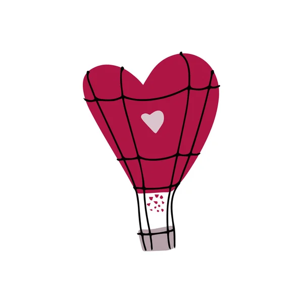 Beyaz arkaplanda kırmızı kalp aerostatı.