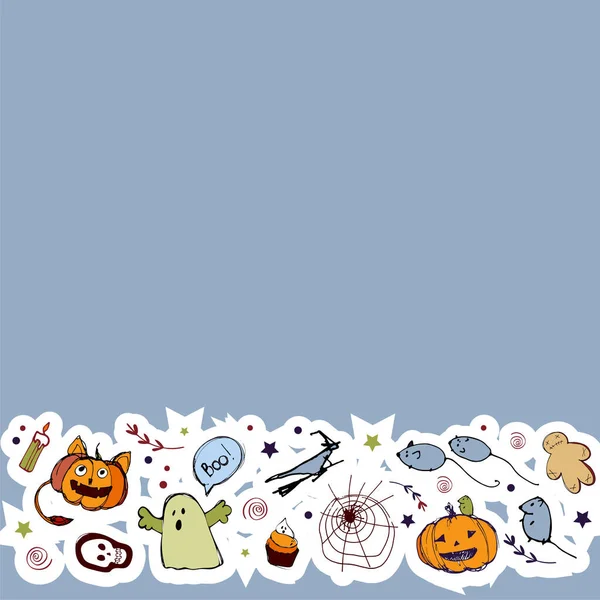 Vektör el çizimi cadılar bayramı illüstrasyonu