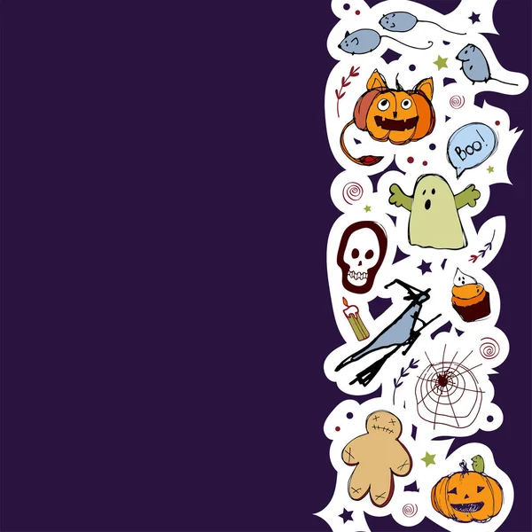 Vektör el çizimi cadılar bayramı illüstrasyonu