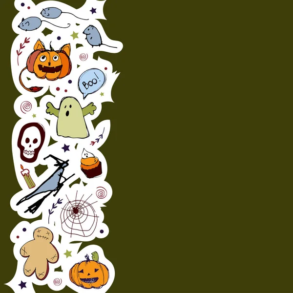 Vektör el çizimi cadılar bayramı illüstrasyonu