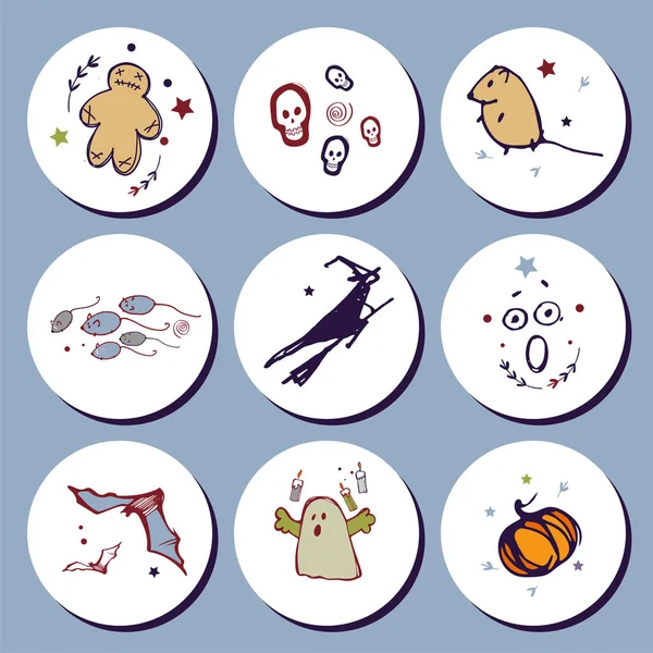 Vektör el çizimi cadılar bayramı illüstrasyonu