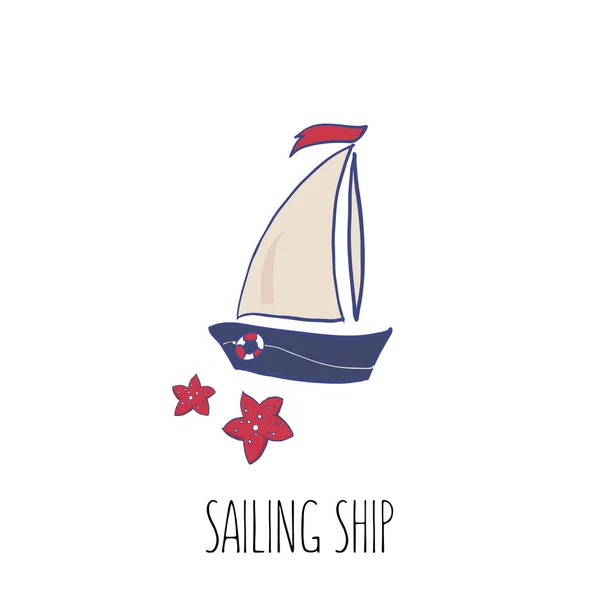 Yelken tekne vektör çizim.