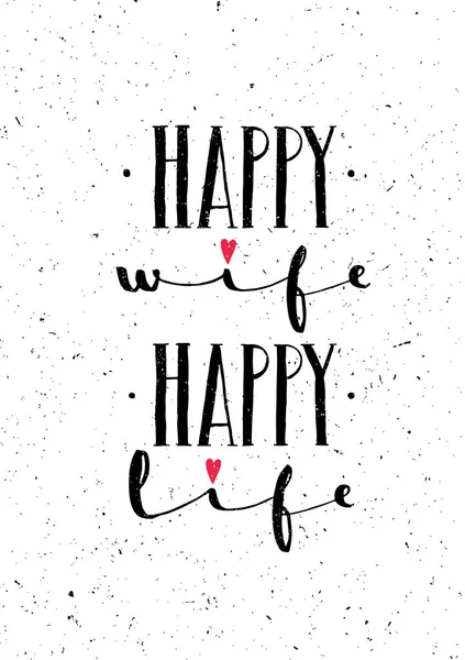 Inscription vie heureuse heureuse femme — Image vectorielle