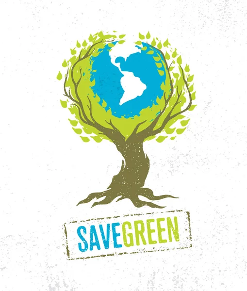 Save Green Creative Eco Concept. — Stock Vector