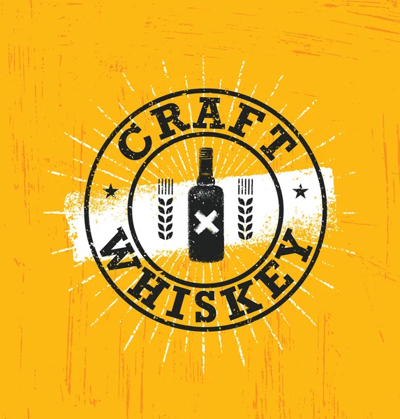 Kézműves whiskey bélyegző logó — Stock Vector