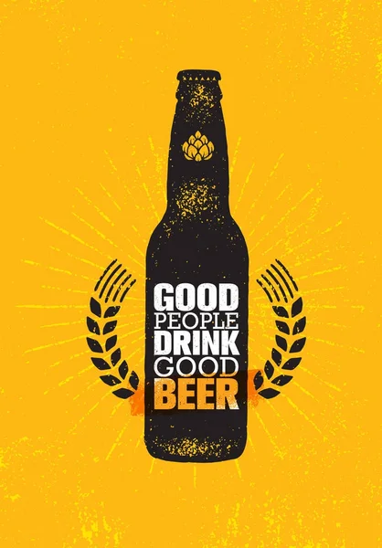 Gute Leute Trinken Gutes Bier Craft Alkohol Illustration Poster Konzept — Stockvektor