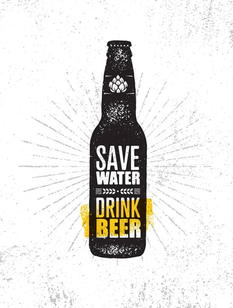 Спасите Воду Пей Пиво Ремесленная Пивоварня Креативный Вектор Подписать Концепцию — стоковый вектор