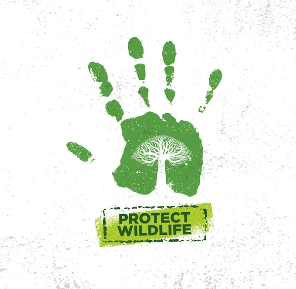 Wildlife Protection Community Organische Grobe Zeichen Naturschutz Nachhaltiges Kreatives Vektorkonzept — Stockvektor