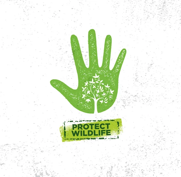 Wild Life Protection Community Organic Rough Sign Conservazione Della Natura — Vettoriale Stock