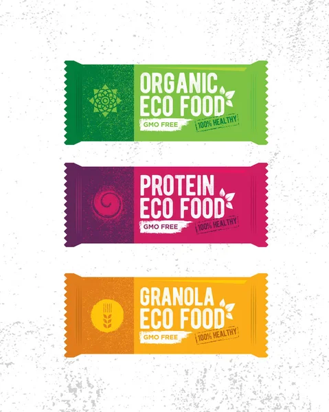 Healthy Organic Snack Bar Illustration Raw Eco Food Vector Design — Stock Vector