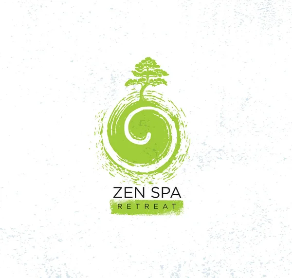Zen Spa Wellness Holística Retreat Organic Sign Concept Árvore Redemoinho — Vetor de Stock