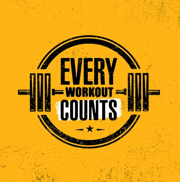 Every Workout Counts Gym Barbell Stamp Vector Illustration — Stock Vector