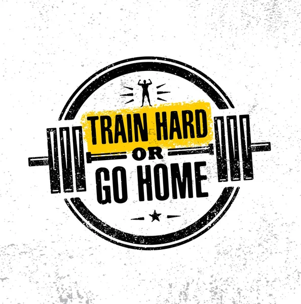 Train Hard Home Gym Motivation Quote Vector Illustration — Stock Vector