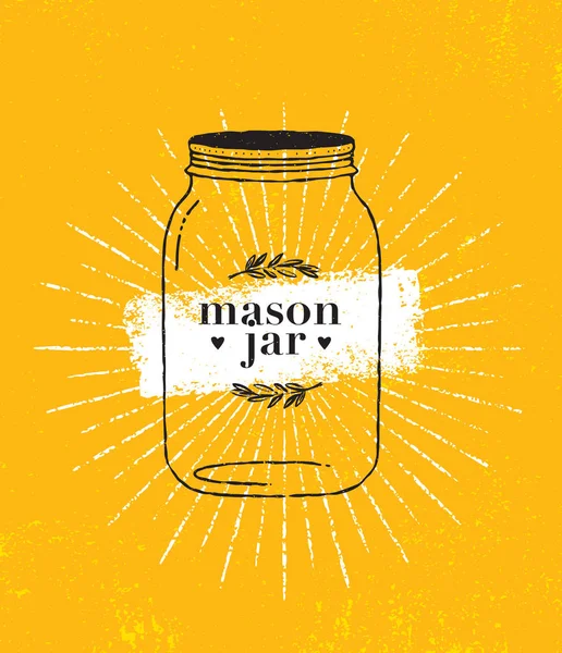 Frasco Mason Dibujado Mano Amarillo — Vector de stock
