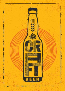Craft Bira Fabrikası Esnaf Yaratıcı Vektör İşareti Konsepti. Kaba el yapımı Alkol Afişi. İçecek Menüsü Sayfa Tasarımı 