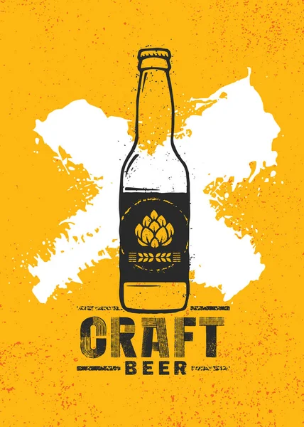 Craft Beer Local Brewery Creative Vector Sign Concept. Грубый алкогольный баннер ручной работы. Дизайн страницы меню напитков — стоковый вектор